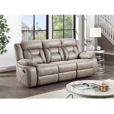 Wholesale 3Seaters Reclining Couch Recliner Sofa Set with Drop Down Table and Power Strip