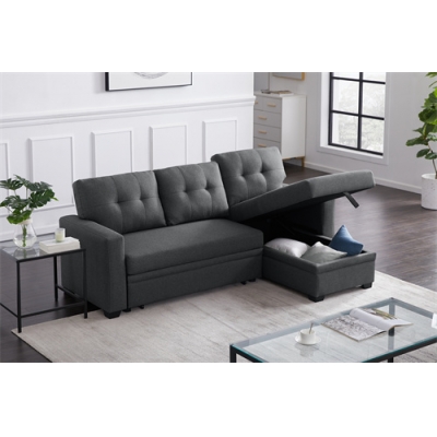 3 Seater Sofa Bed with Chaise Lounge and Storage Container L Shaped Convertible Couch Pull Out Bed