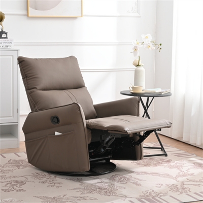 360 Degree Rocking Swivel Nursery Rocking Chair Faux Leather Glider Recliner for Living Room Chair Home Theater