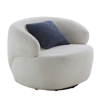 Boucle Accent Chair Swivel Barrel Single Sofa Chair Living Room for Small Space