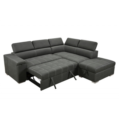 Let-Out Sofa Bed 2 in 1 Convertible Sofa Couch L Shaped Sofa with Adjustable Headrest for Living Room